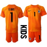 Camisa de time de futebol França Hugo Lloris #1 Goleiro Replicas 1º Equipamento Infantil Mundo 2022 Manga Curta (+ Calças curtas)